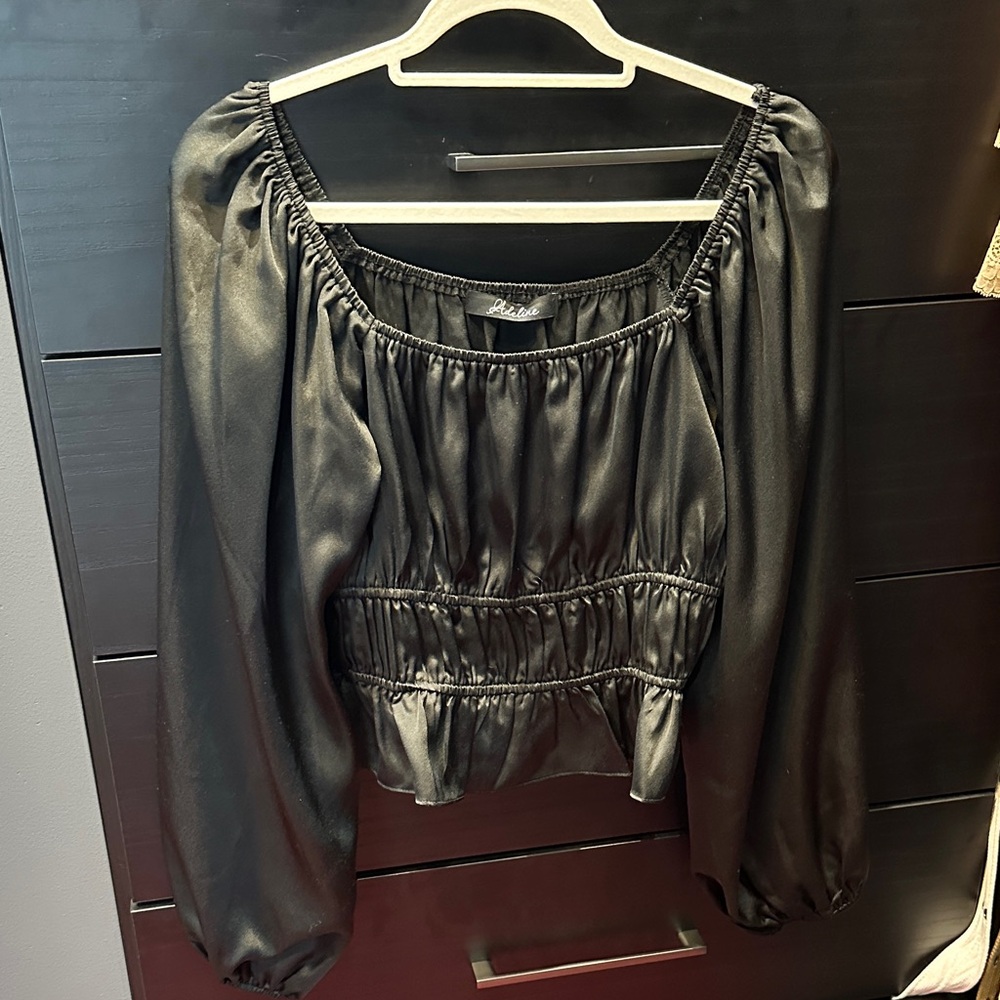 Elegant Black Satin Blouse